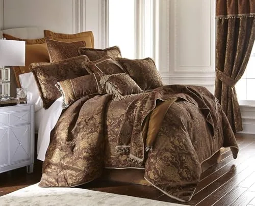 austin horn classics sienna chenille jacquard bedding duvet set with 2 shams luxury soft textured fabric 3 piece king size set brown