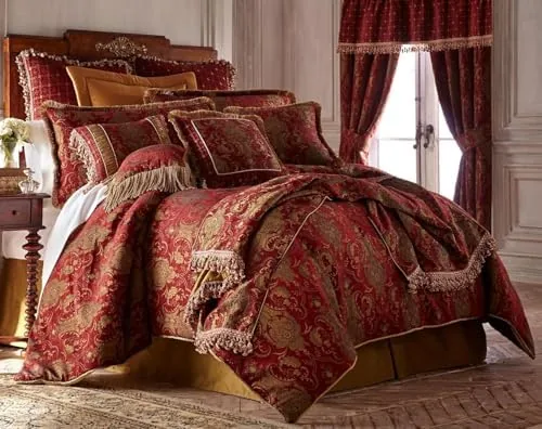 austin horn classics sienna chenille jacquard bedding duvet set with 2 shams luxury soft textured fabric 3 piece king size set red